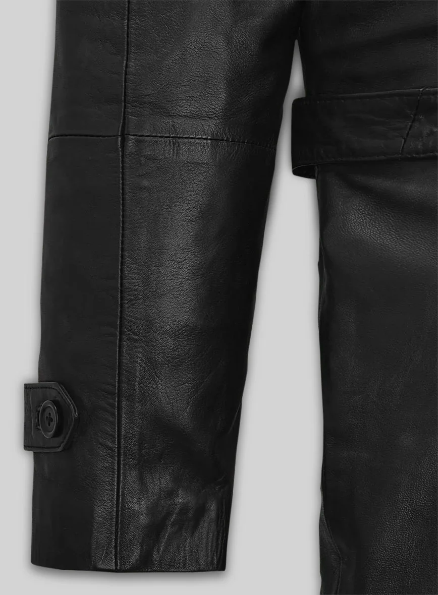 Beltaire Leather Long Coat - Image 3