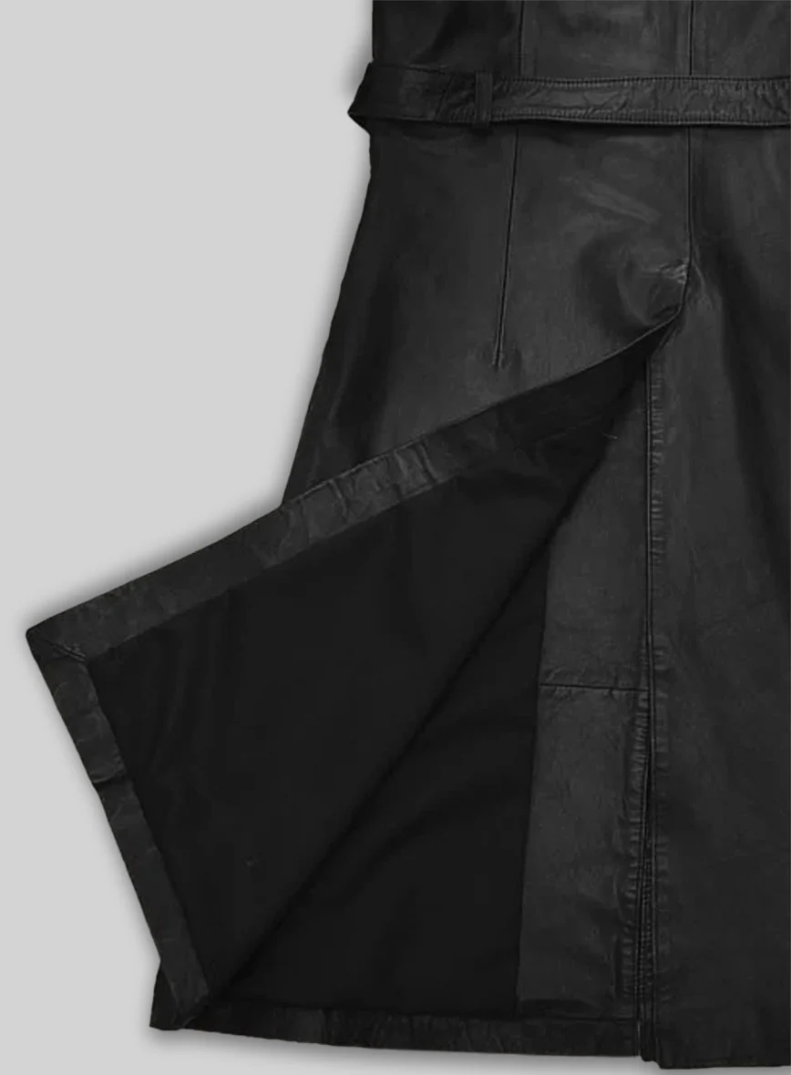 Beltaire Leather Long Coat - Image 4