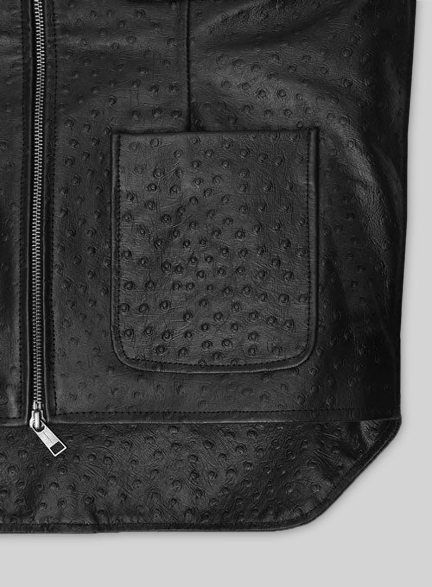 Black Ostrich Leather Vest # 335 - Image 4