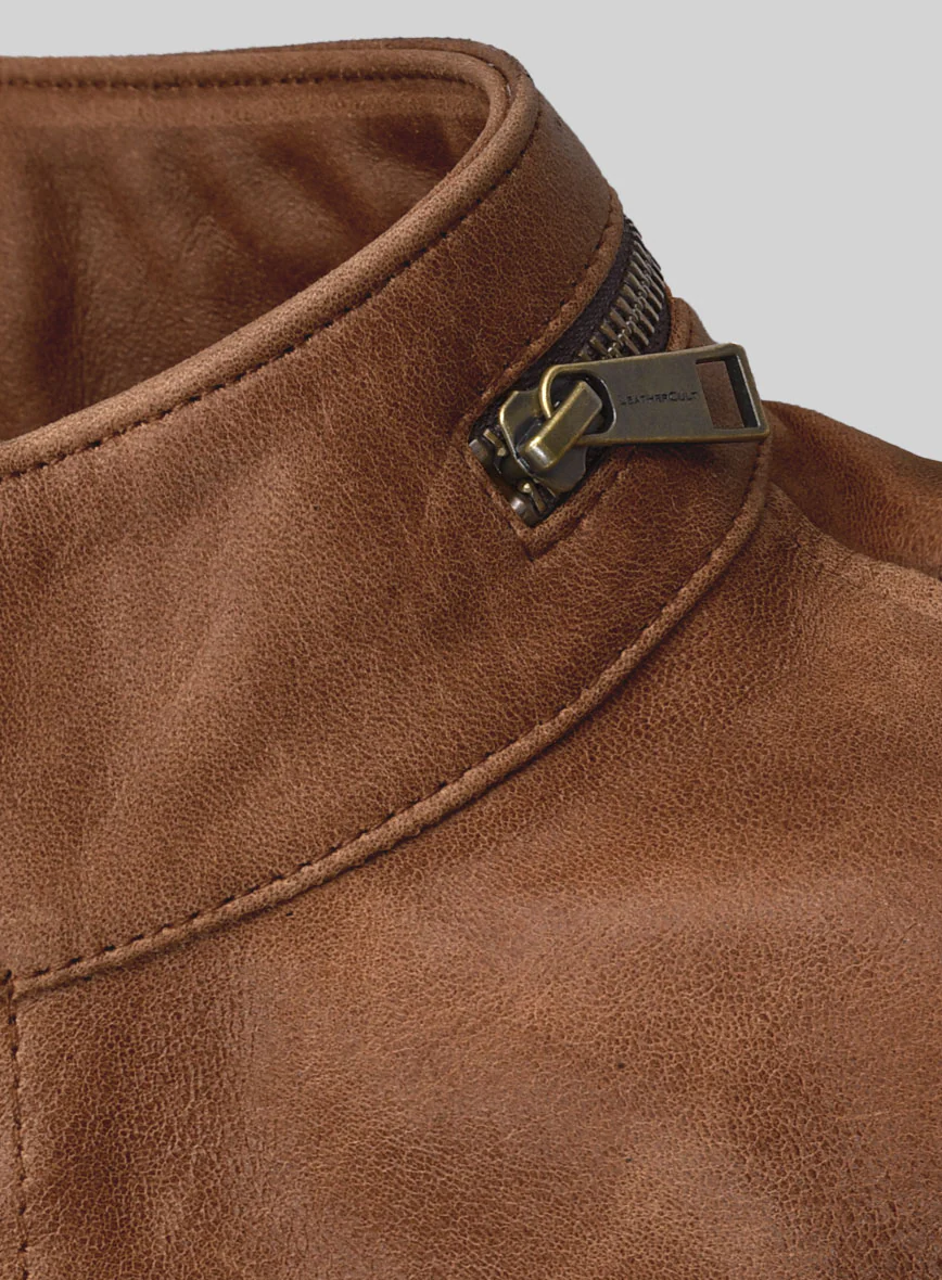 Cognac Military M-65 Leather Jacket - Image 5