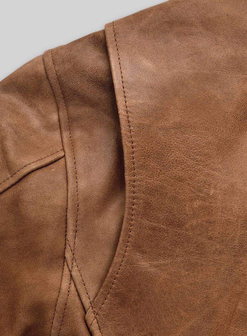 Cognac Military M-65 Leather Jacket - Image 6