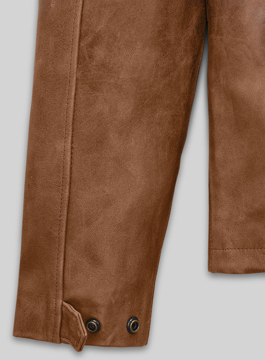 Cognac Military M-65 Leather Jacket - Image 7