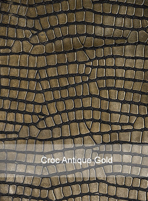 Croc Antique Gold Western Leather Blazer - Image 3