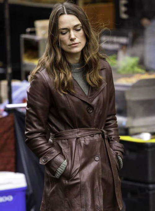 Keira Knightley Black Doves Leather Trench Coat - Image 3