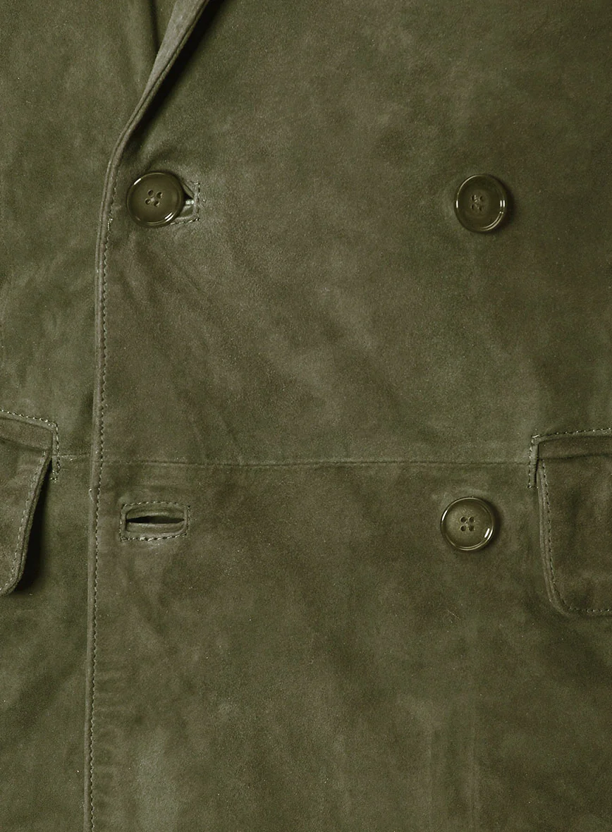 Woodland Green Suede Double Breasted Blazer - Image 5